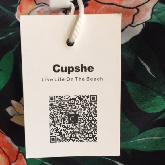 Cupshe Orange Green Black Striped Floral Swimsuit Bathing Suit Size Small - Picture 6 of 13